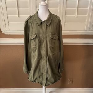 Torrid Size 4X Button Up Utility Jacket Army Green Shacket Military Fall Casual
